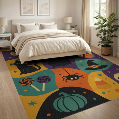 Halloween Kids Cartoon Multi-Color Area Rug