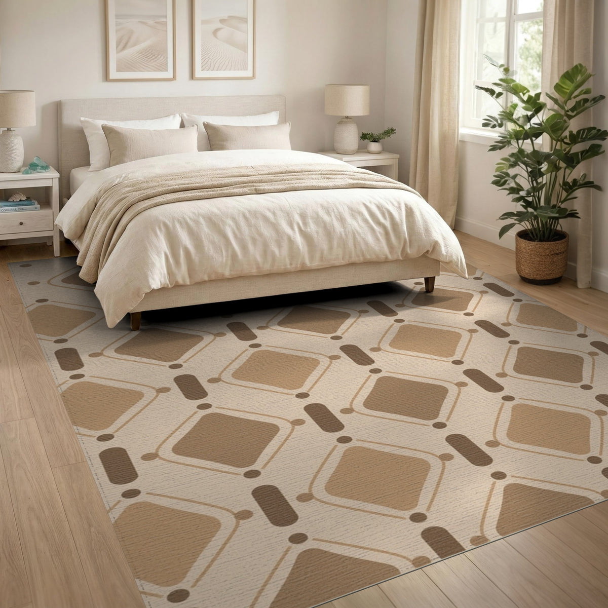 Geometric Modern Brown Geometric Diamond Area Rug