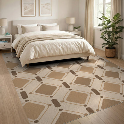 Geometric Modern Brown Geometric Diamond Area Rug