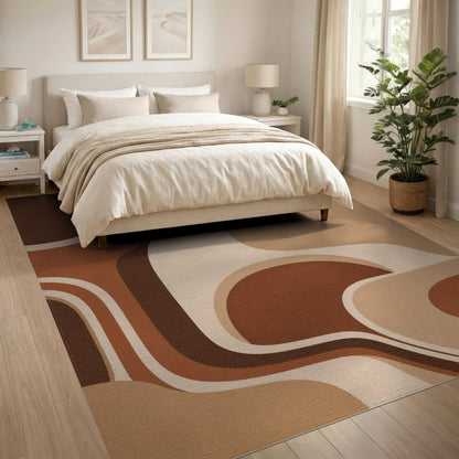 Brown and Tan Brown Tan Organic Abstract Area Rug