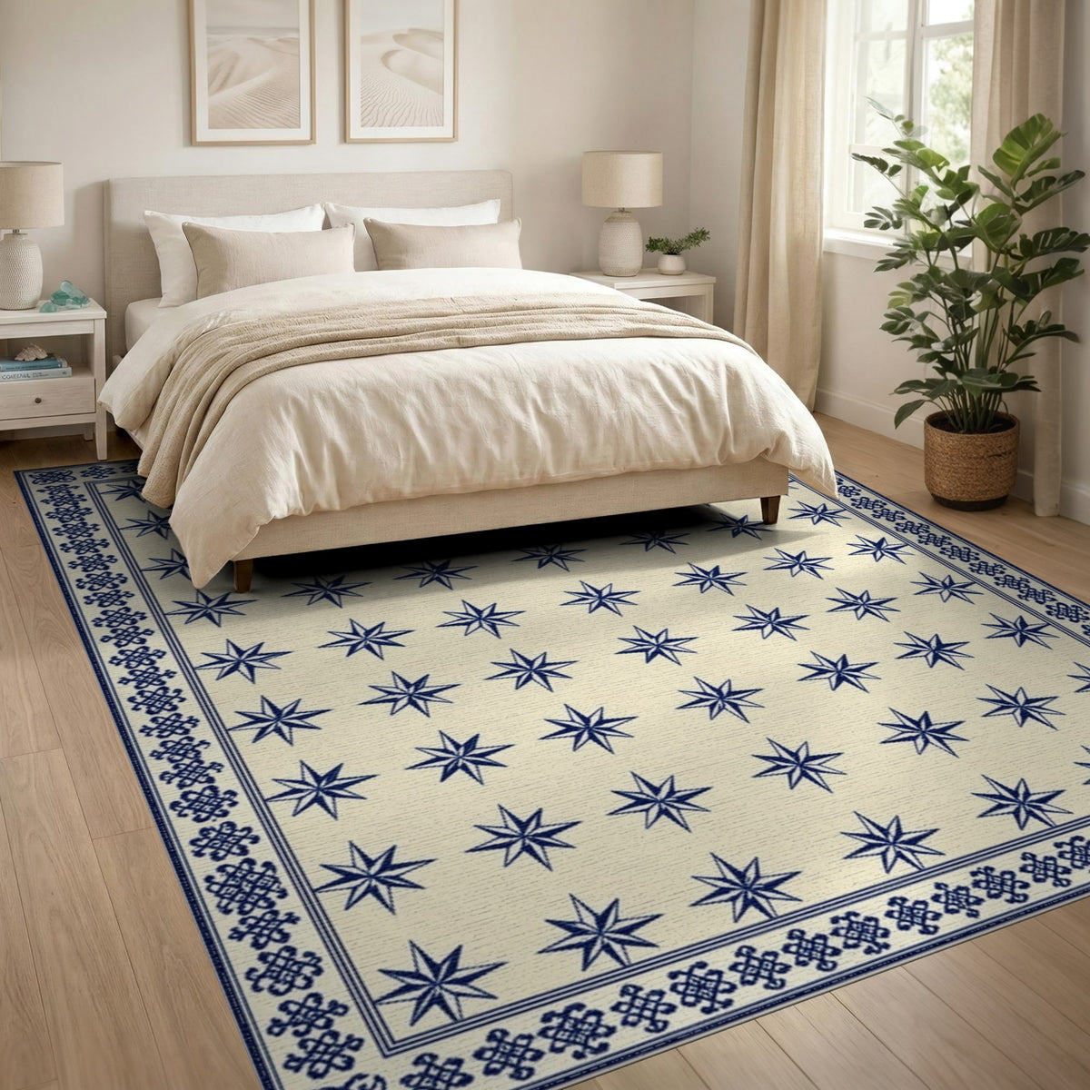 Blue Star Geometric Area Rug