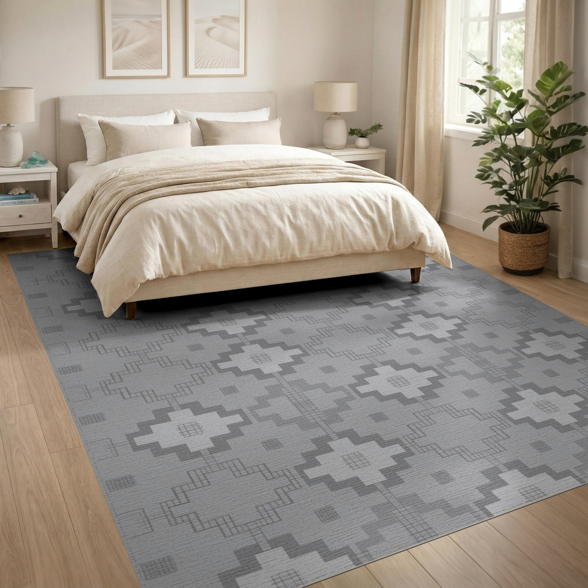 Grey Geometric Area Rug