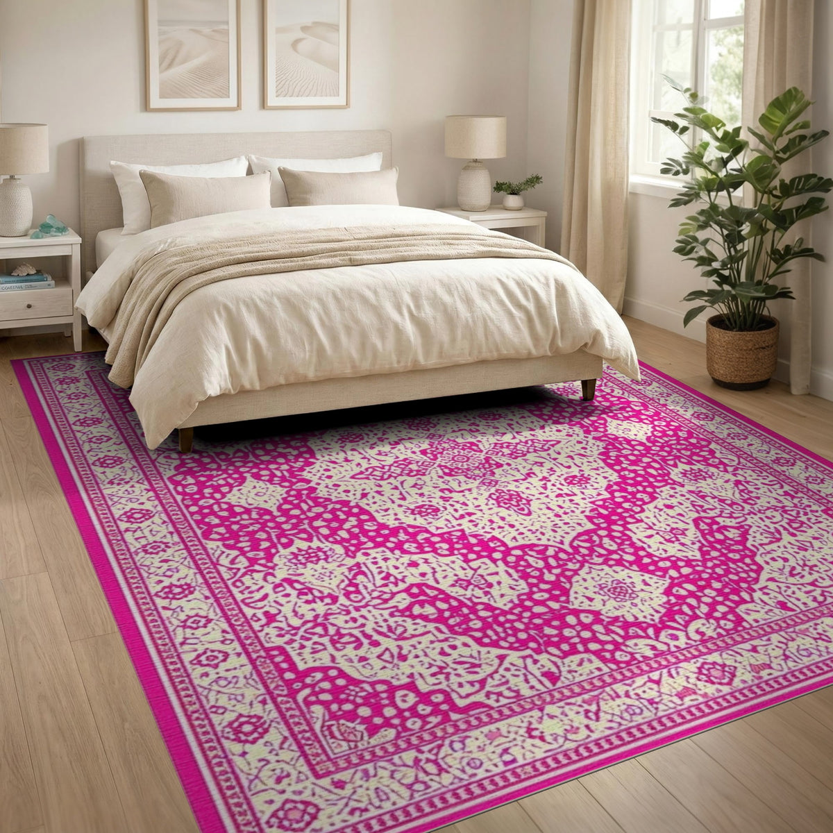 Pink Traditional Persian Pink Traditional Persian Area Rug