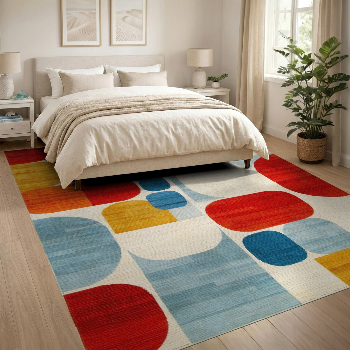 Bold Geometric Multi-Color Area Rug