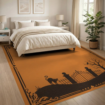 Orange Distressed Vintage Silhouette Area Rug