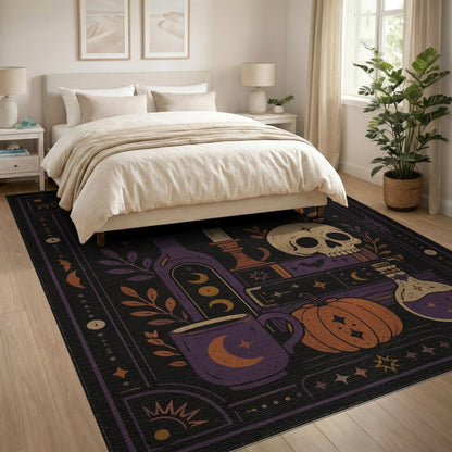 Purple Mystic Raven Skull Area Rug