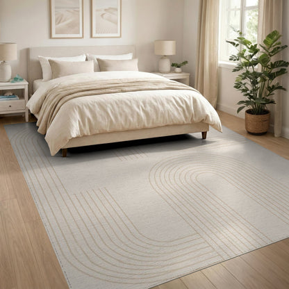 Beige Geometric Arch Geometric Modern Area Rug