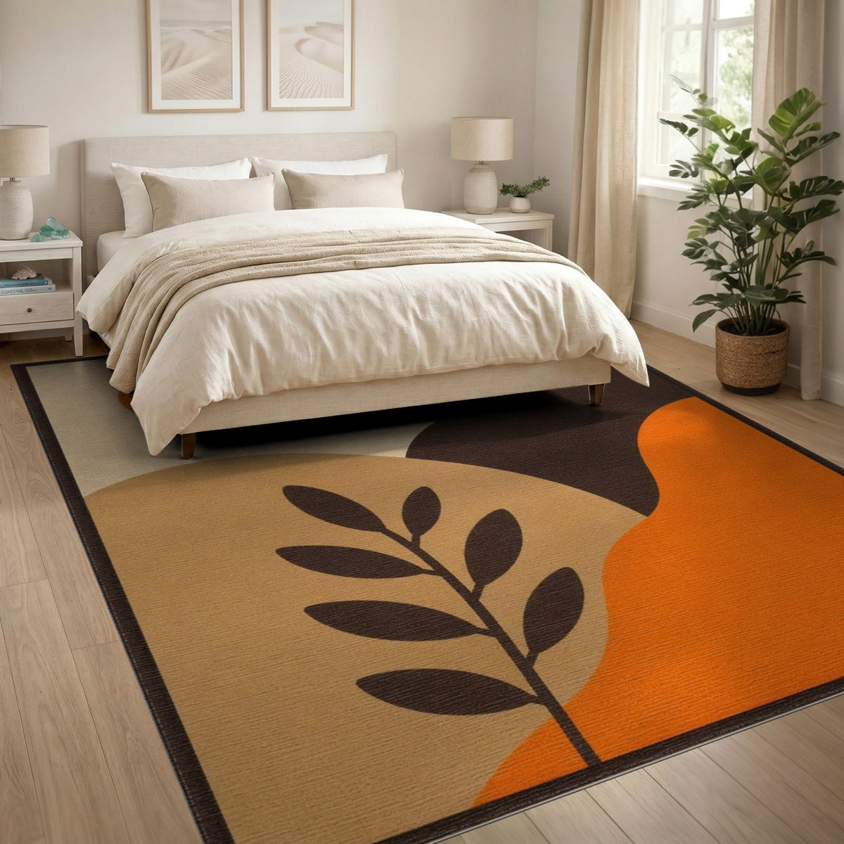 Orange Abstract Sun Area Rug