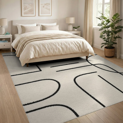 Geometric Modern Black and White Black White Abstract Geometric Area Rug