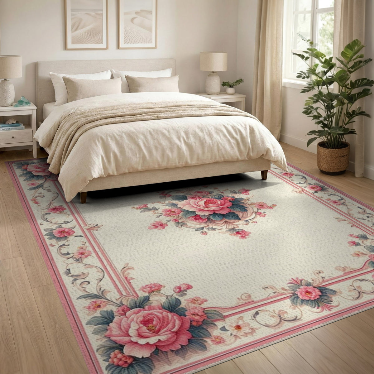 Pink Rose Floral Vintage No. 26 Area Rug