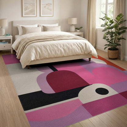 Bold Pink Geometric Arch Area Rug