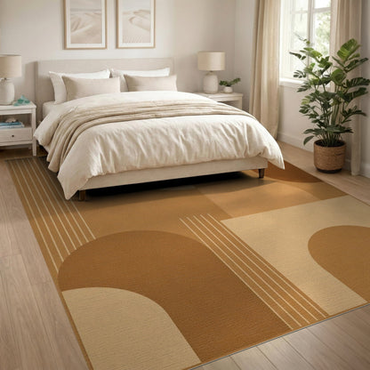 Brown and Tan Geometric Brown Tan Area Rug