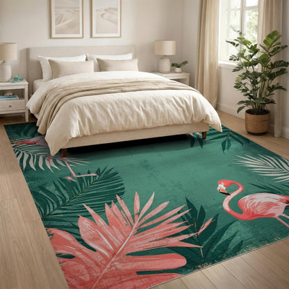 Pink Flamingo Distressed Area Rug