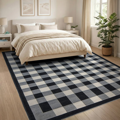 Black White Checkered Geometric No. 15 Area Rug