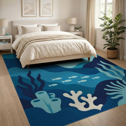 Ocean Waves Coral Reef Area Rug