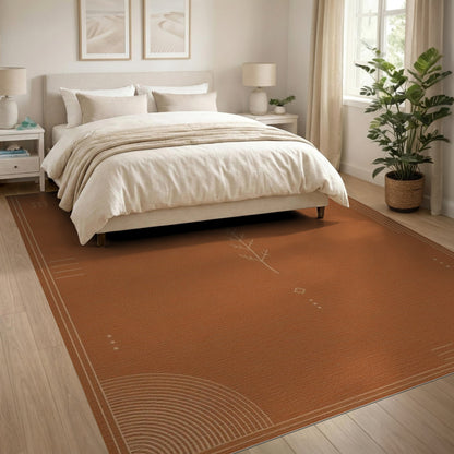 Terracotta Geometric Branch Area Rug