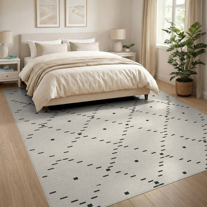 Black Geometric Dot Diamond Area Rug