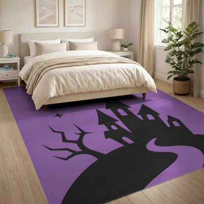 Purple Spooky Castle Silhouette Rug