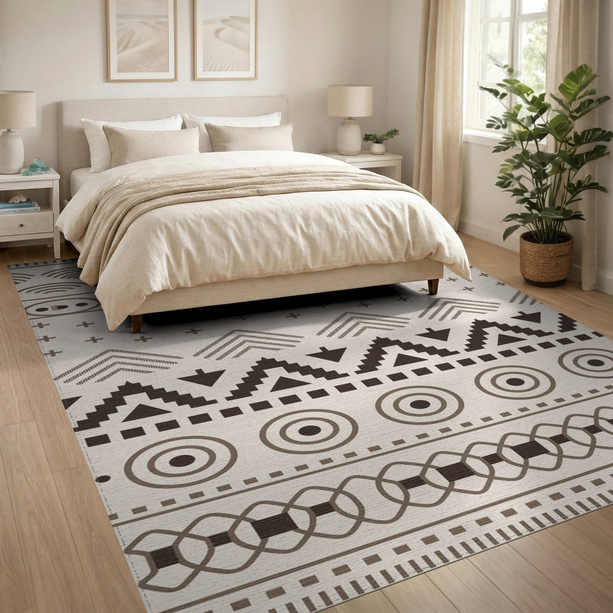 Brown Heritage Tribal Geometric Area Rug
