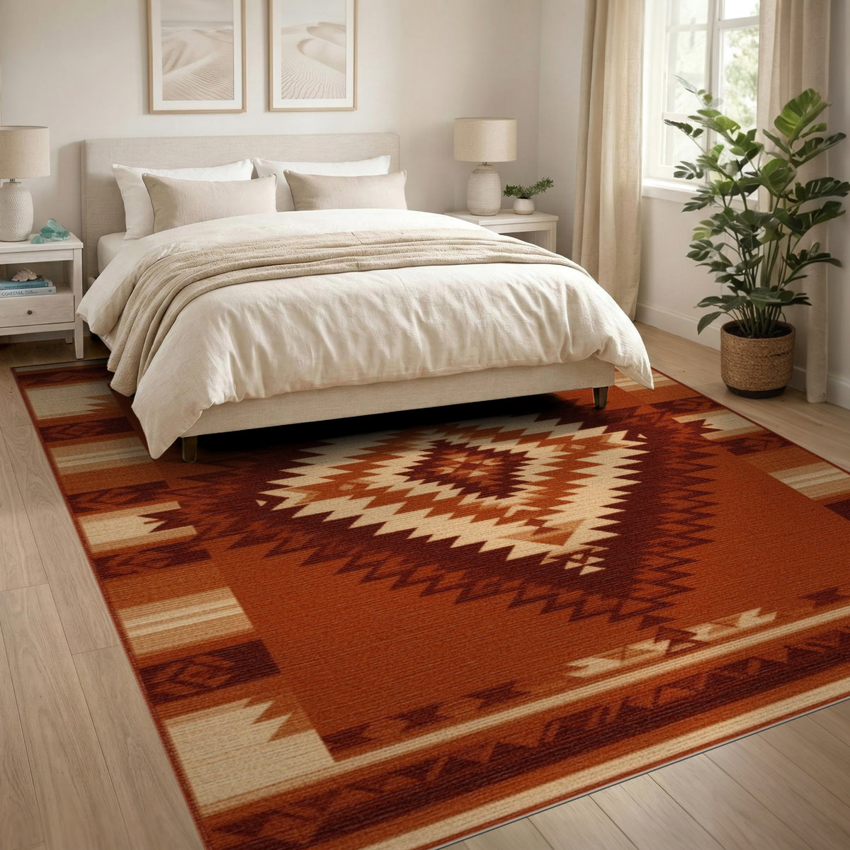 Southwestern Brown Diamond Geometric Area Rug