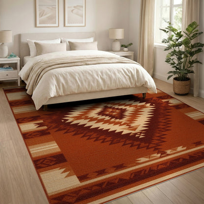 Southwestern Brown Diamond Geometric Area Rug