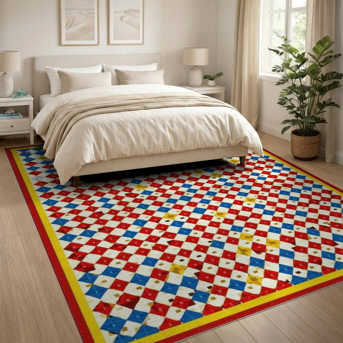 Vibrant Multi-Color Diamond Geometric Area Rug