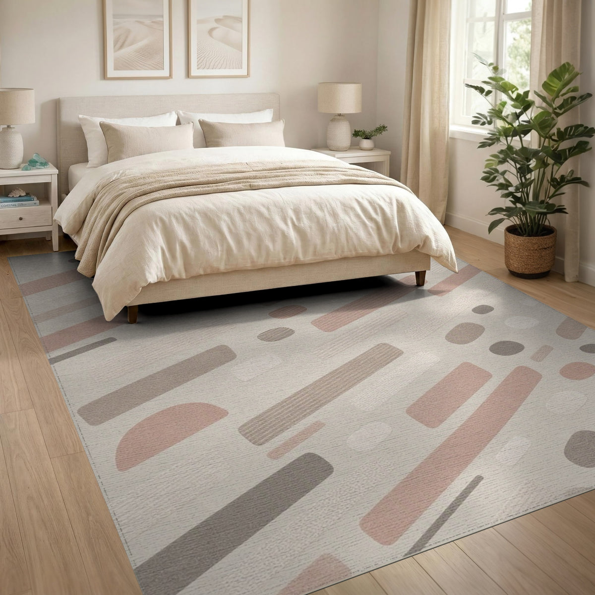 Neutral Blush Geometric Area Rug