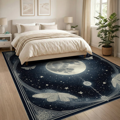 Moonlit Moth Celestial Area Rug