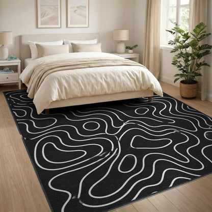 Abstract Area Wave Black White Abstract Wave Area Rug