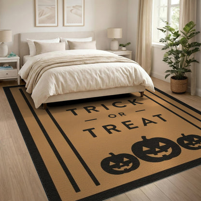 Kids Cartoon Trick or Treat Halloween Orange Area Rug