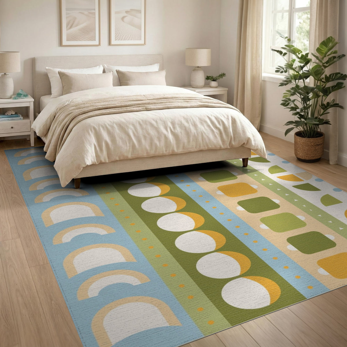 Multi-color and Patterns Vibrant Geometric Striped Multi-Color Area Rug