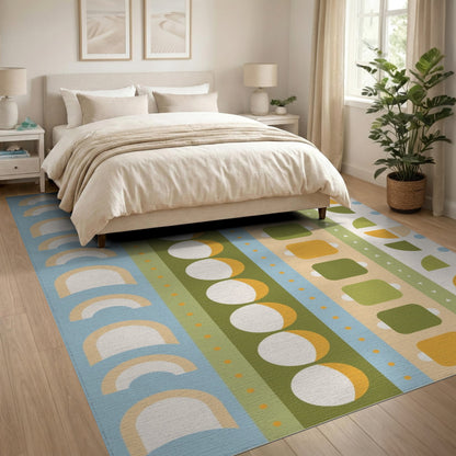 Multi-color and Patterns Vibrant Geometric Striped Multi-Color Area Rug