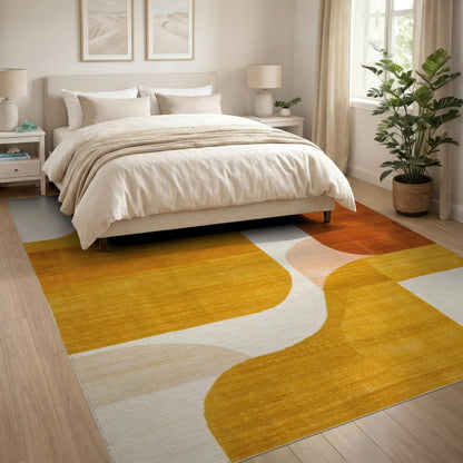 ODIKA Warm Yellow Abstract Area Rug