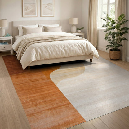 Abstract Area Wave Abstract Orange Wave Area Rug