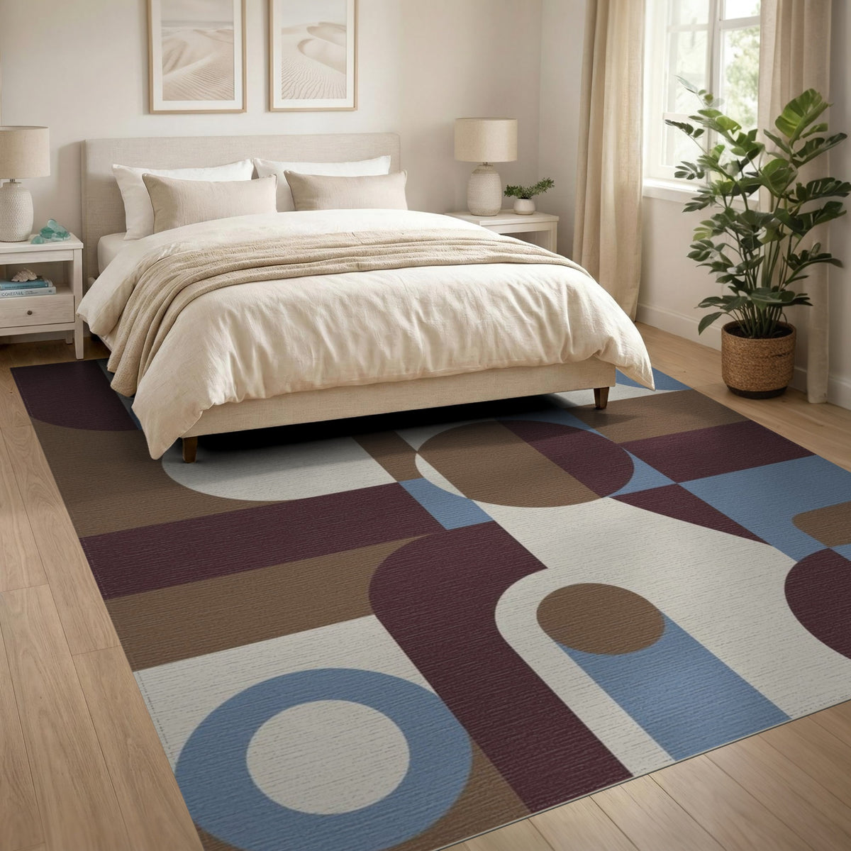 Brown and Tan Geometric Brown Tan Modern Area Rug