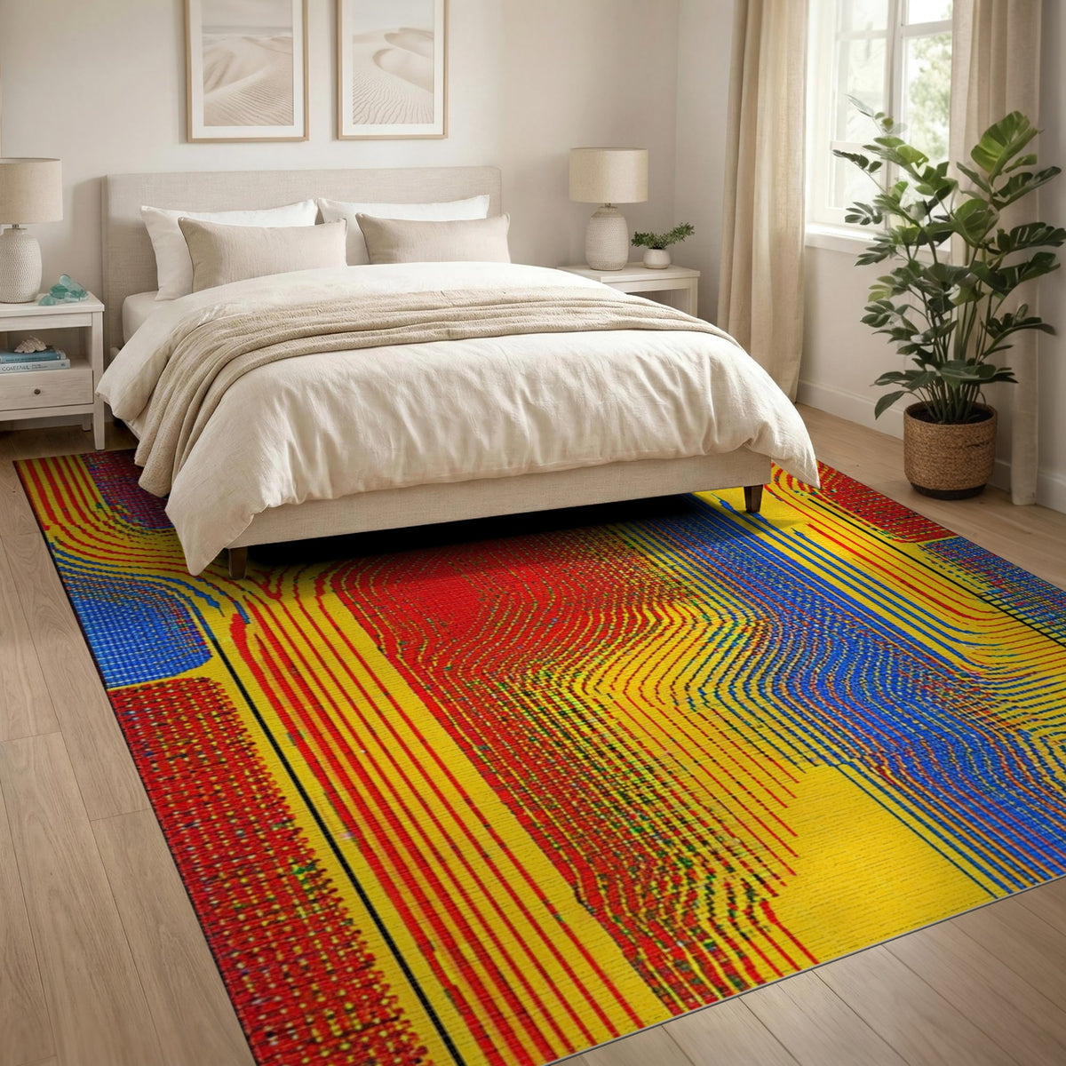 ODIKA Vibrant Multi-Color Wave Area Rug