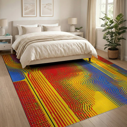 ODIKA Vibrant Multi-Color Wave Area Rug