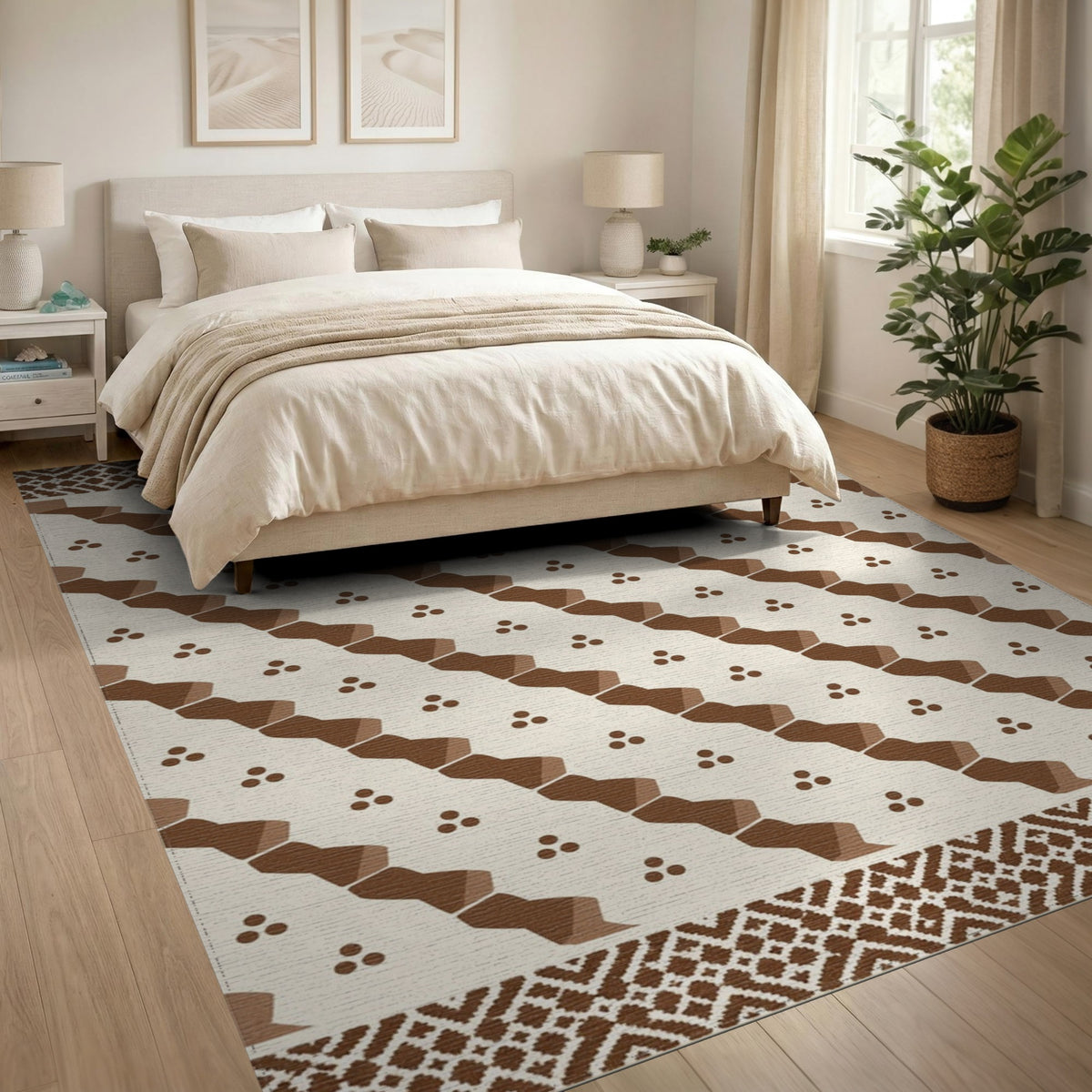 Brown Tribal Geometric Area Rug