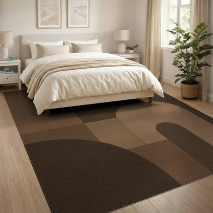 Modern Brown Geometric Arch Area Rug