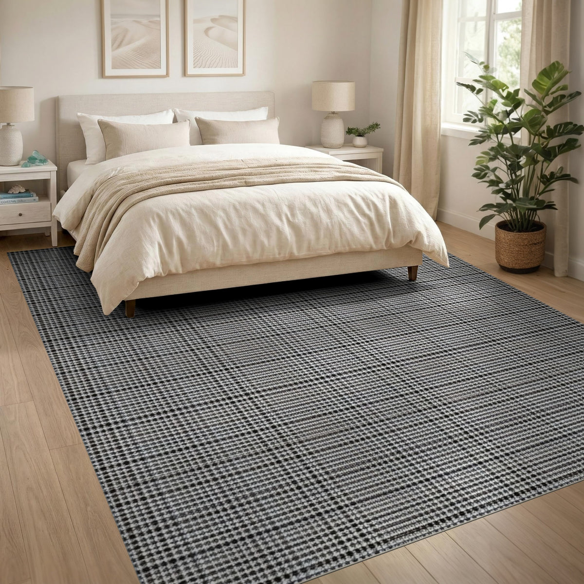 Black and White Checkered Black White Geometric Checkered Area Rug