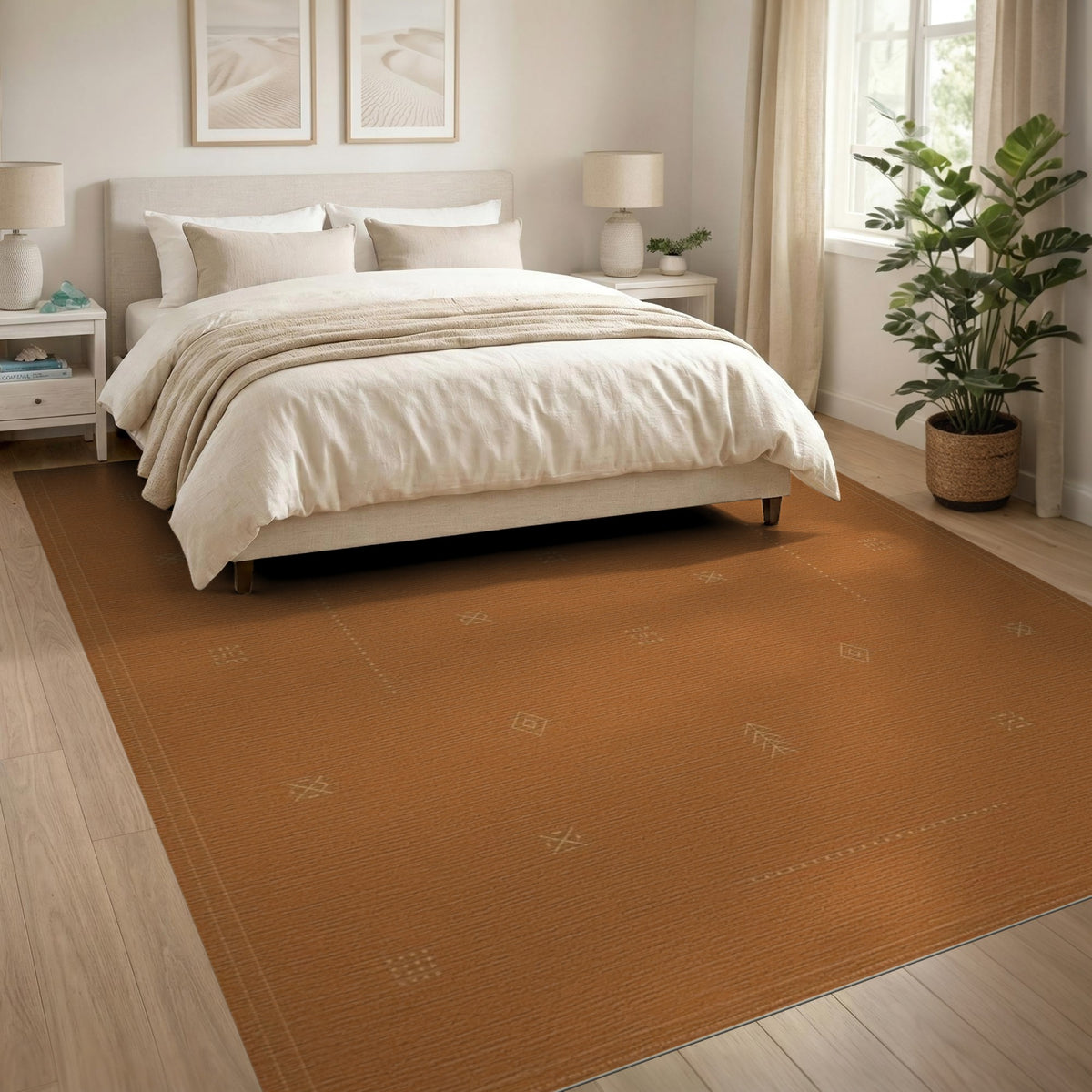 Southwestern Terracotta Geometric Area Rug