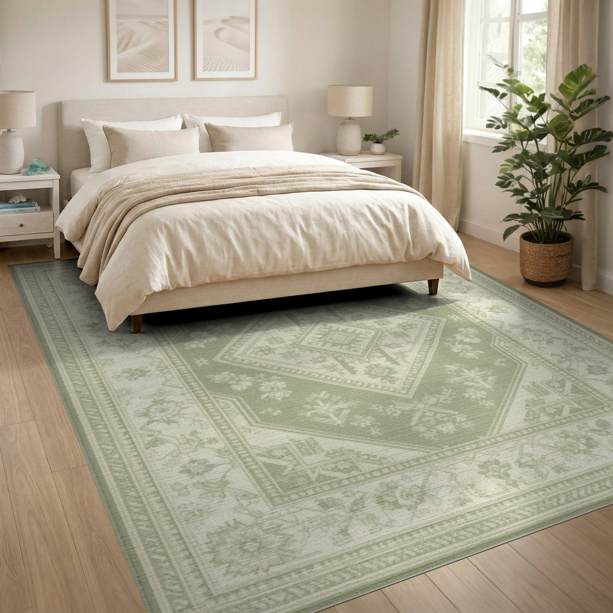 Traditional Persian Sage Green Traditional Persian Area Rug