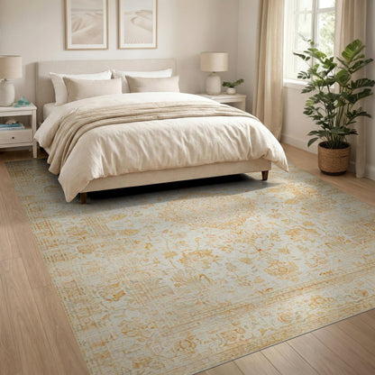 Beige Floral Vintage Area Rug