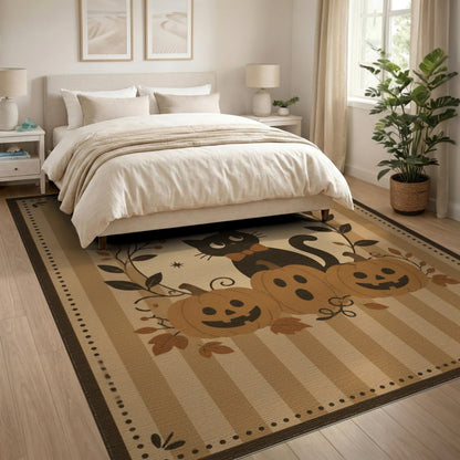 Black Cat Pumpkin Halloween Kids Area Rug