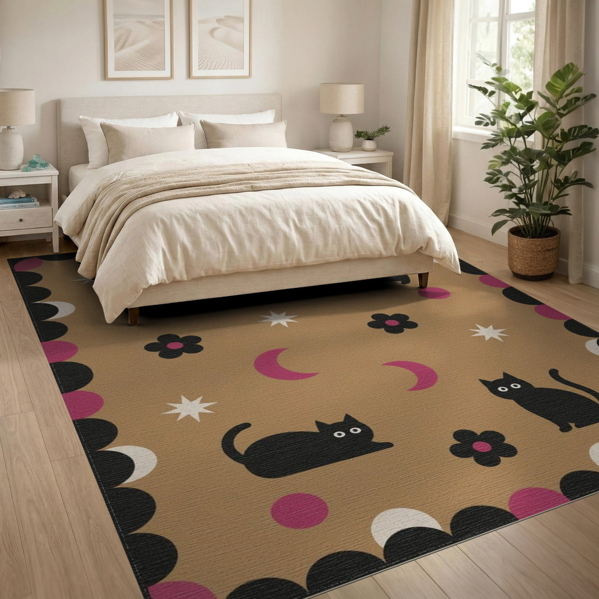 Black Cat Moon Kids Area Rug
