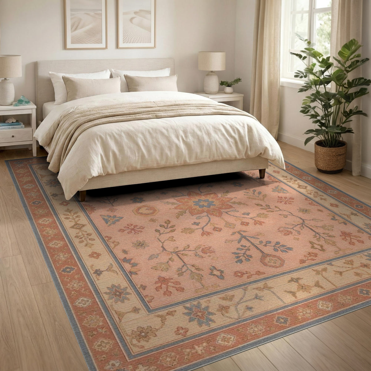 Pink Floral Medallion Floral Vintage Area Rug
