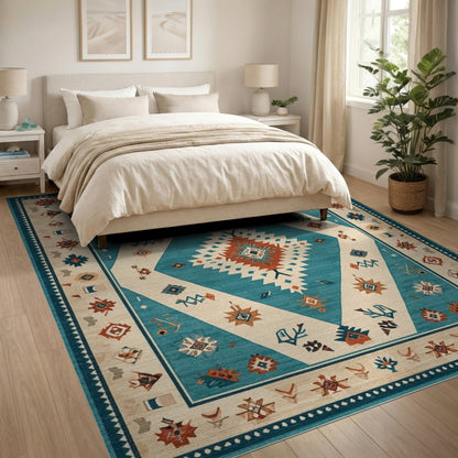 Heritage Tribal Teal Diamond Area Rug