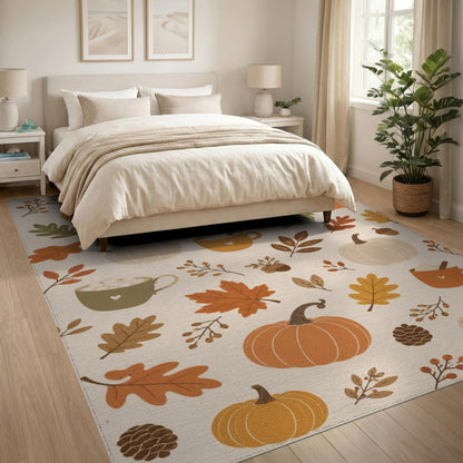 Cozy Autumn Pumpkin Area Rug