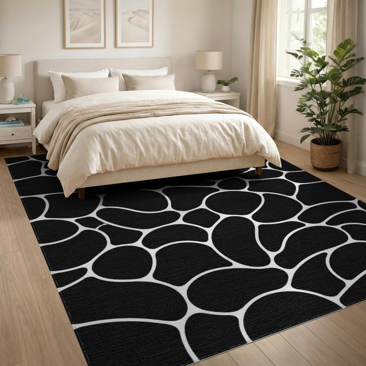 Black White Geometric Area Rug