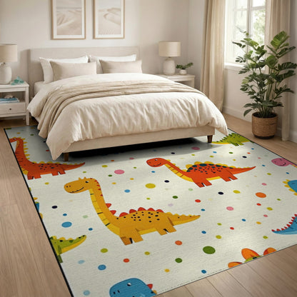 Kids Cartoon Colorful Dinosaur Kids Cartoon Area Rug